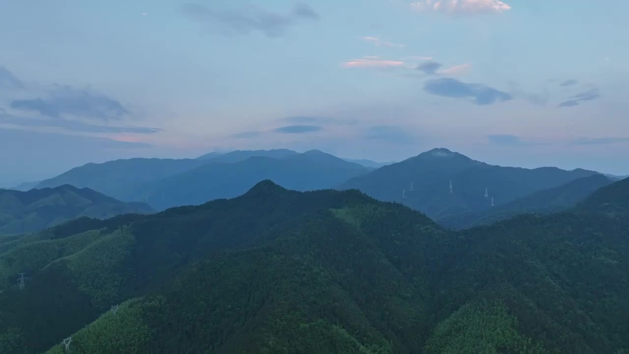 黄山风景区日落晚霞水墨画风格视频素材