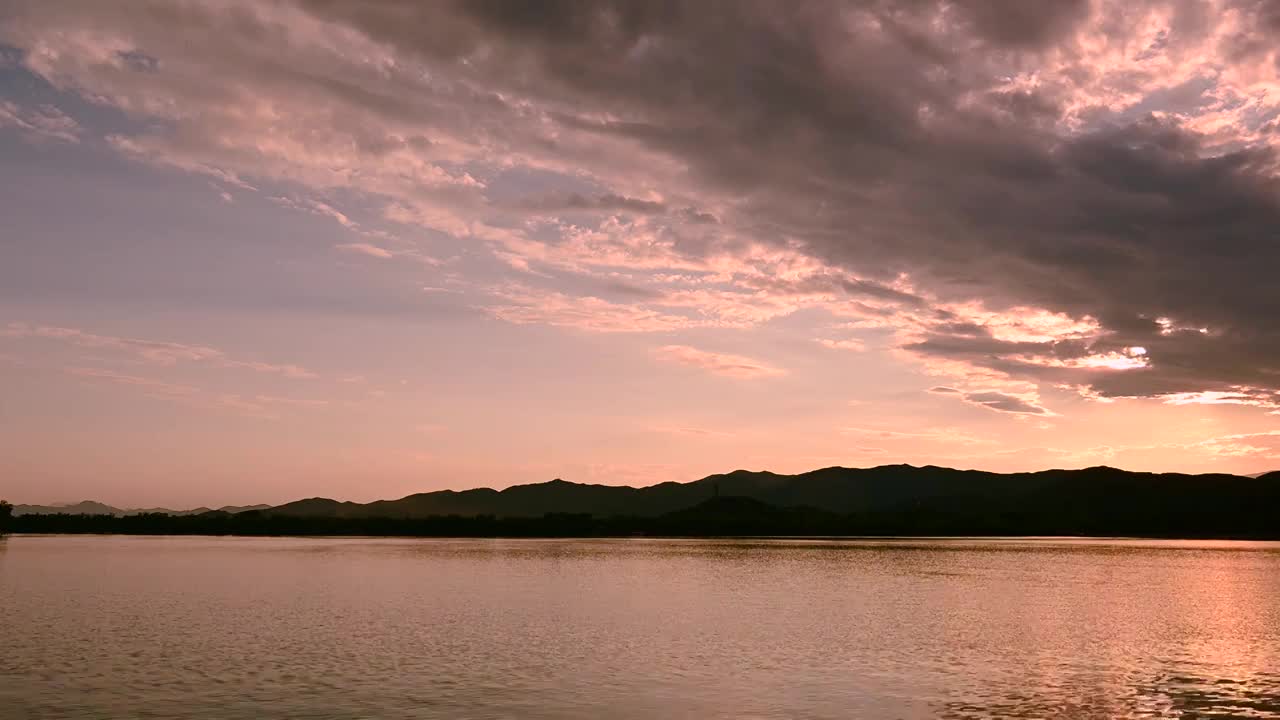 北京皇家园林颐和园夕阳落日晚霞延时视频素材