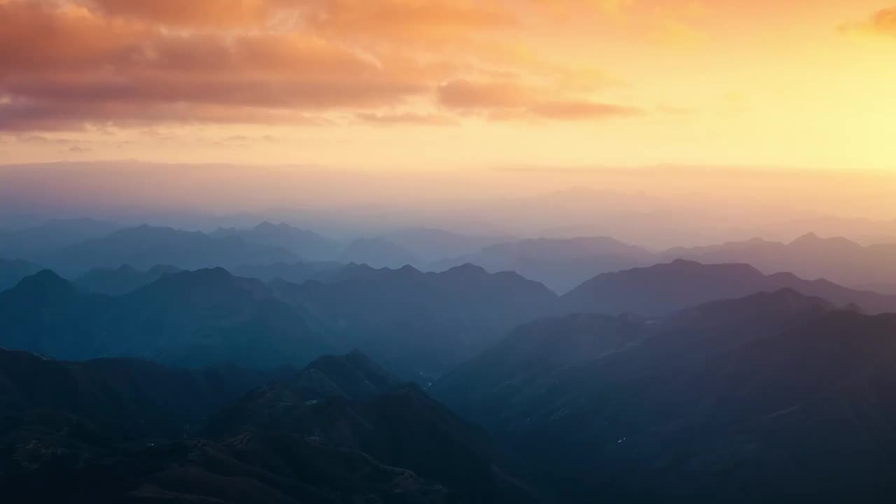 4K航拍杭州大明山景区山脉唯美日出日落视频素材