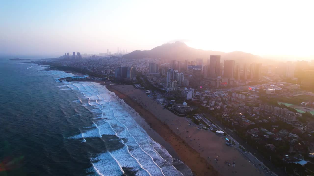 青岛石老人海滨浴场航拍视频素材