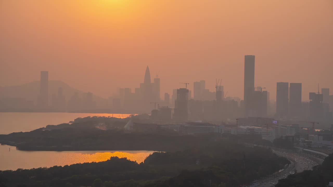 深圳市区日落延时视频素材