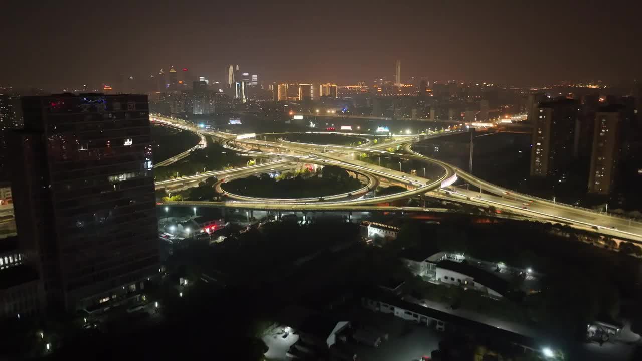 江苏苏州市东南环立交夜景航拍视频素材