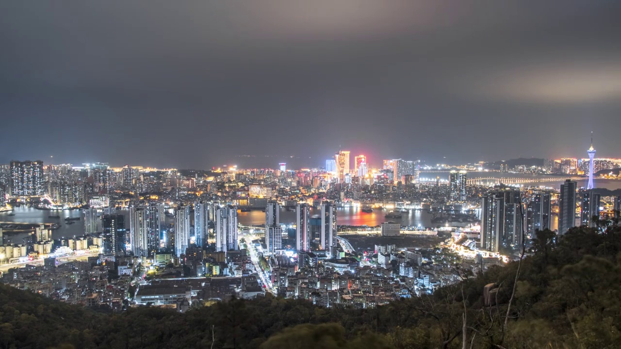 6K30P澳门天际线夜景延时视频视频素材