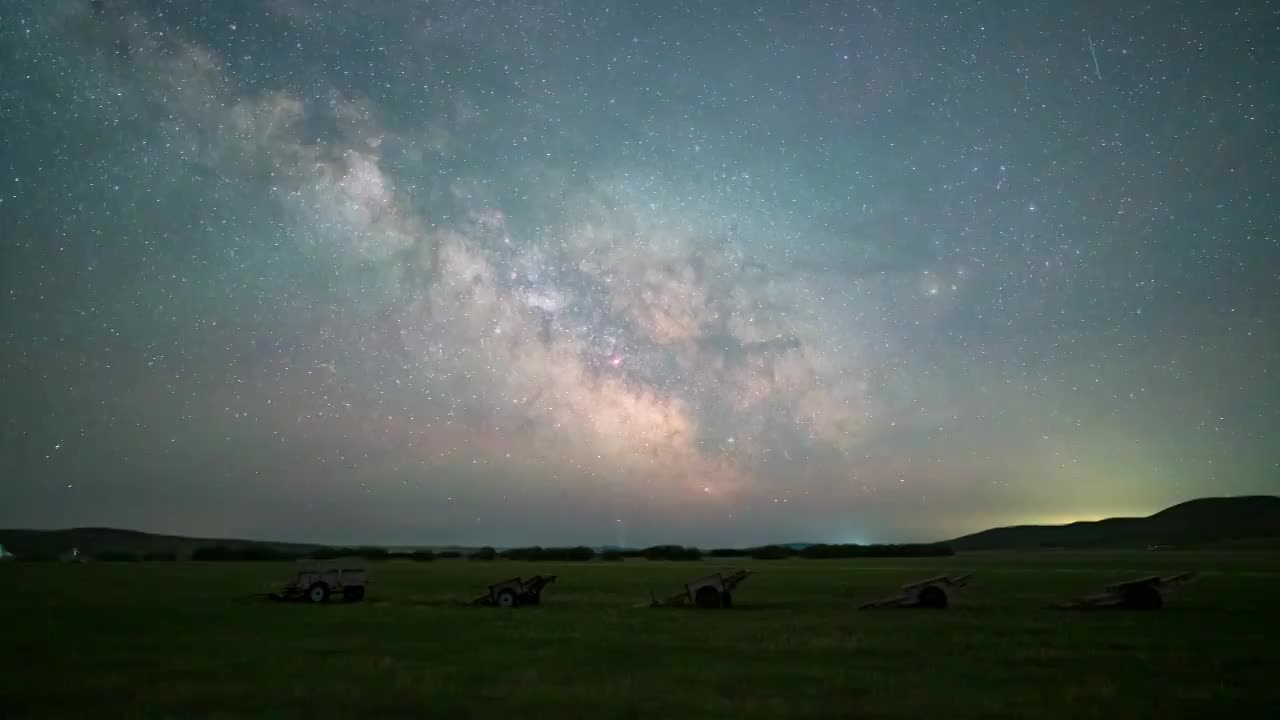 内蒙古草原星空延时摄影视频素材