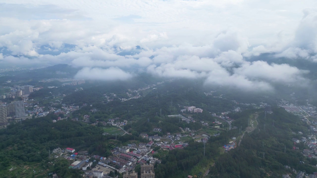 航拍中国安徽省安庆市岳西县云雾风光视频素材