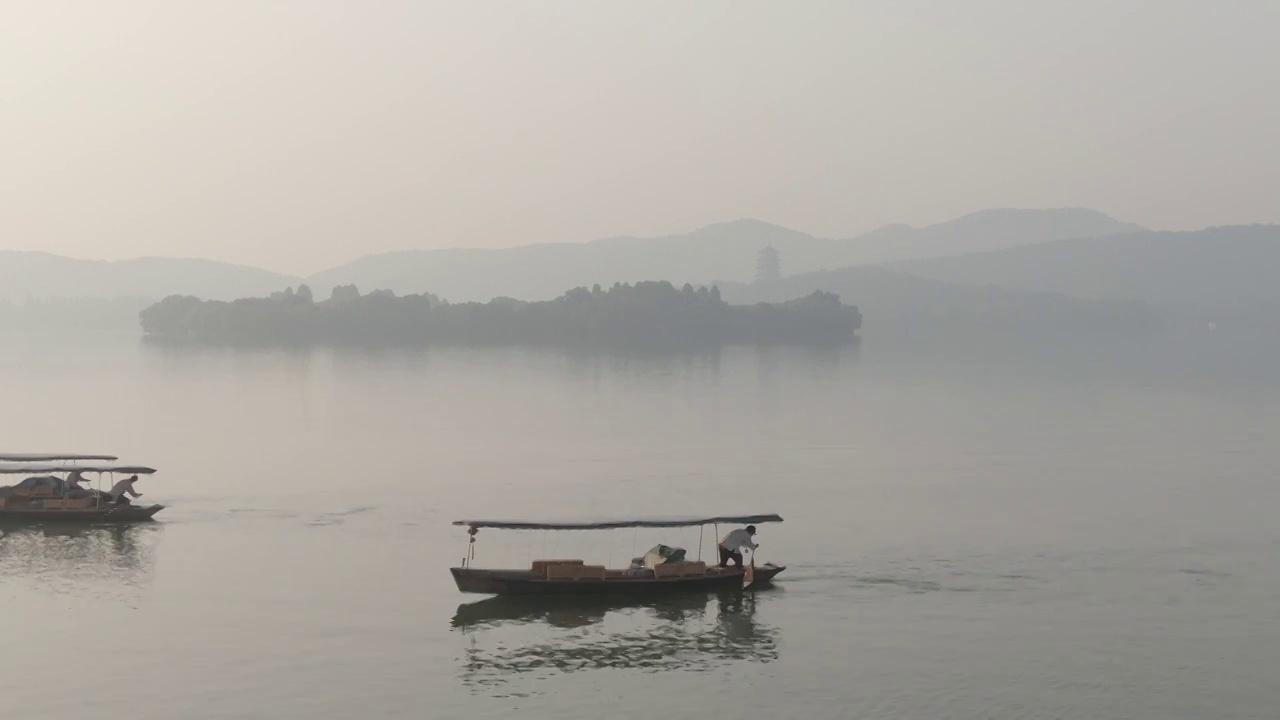 早晨的西湖美景视频素材