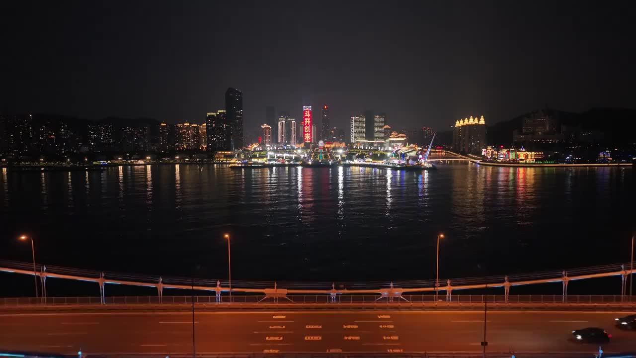 辽宁大连星海湾大桥夜景视频素材