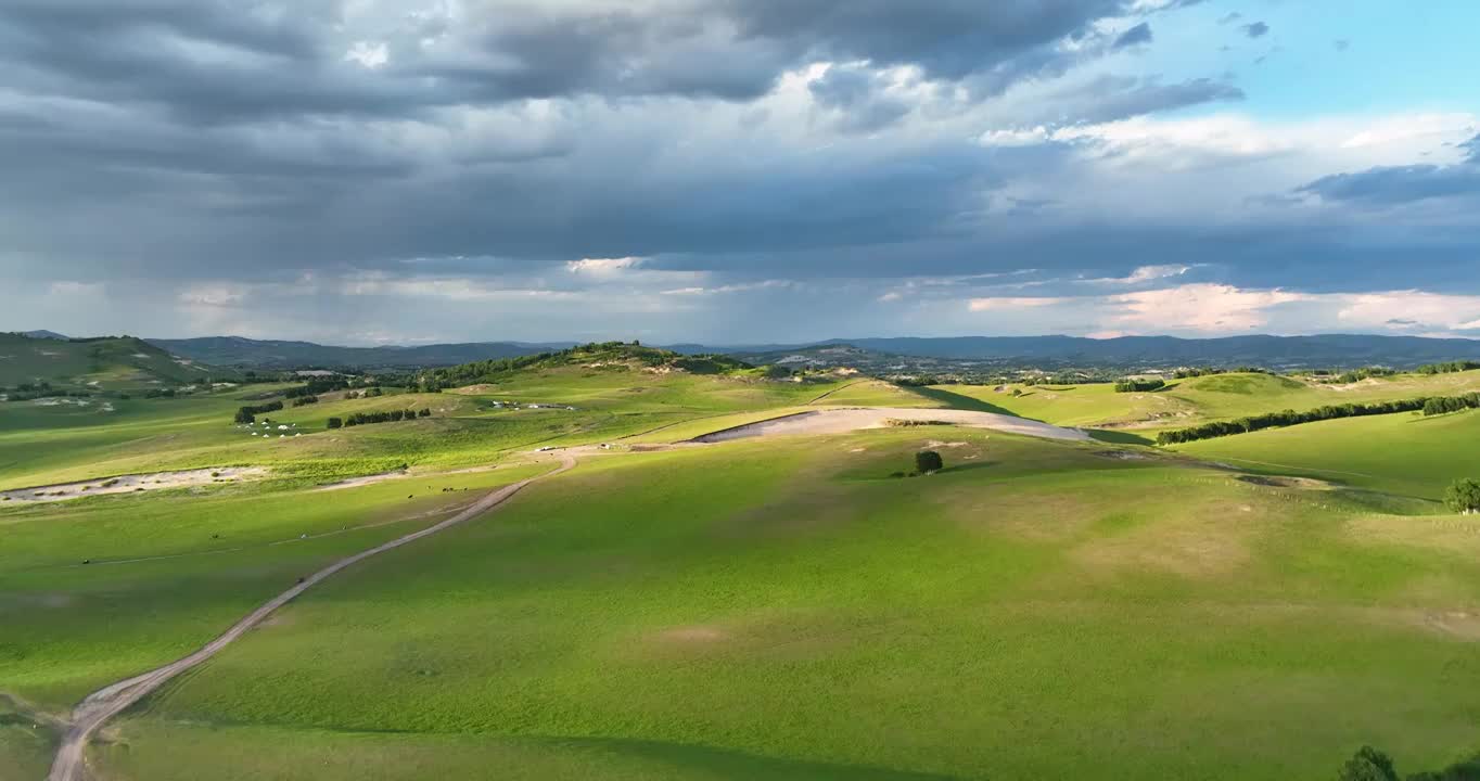 航拍空中鸟瞰夏天内蒙古坝上乌兰布统景区视频素材