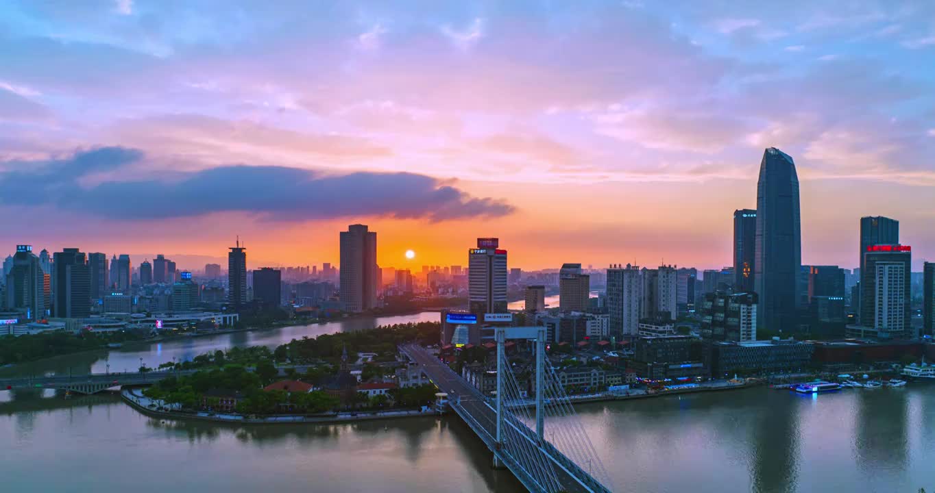 宁波三江口日落延时视频素材