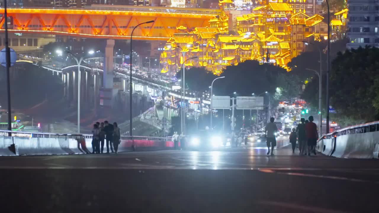 夜色下的重庆洪崖洞夜景视频素材