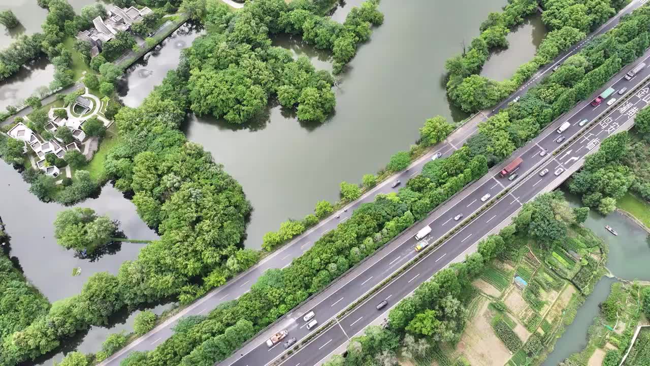 航拍杭州西溪湿地视频素材