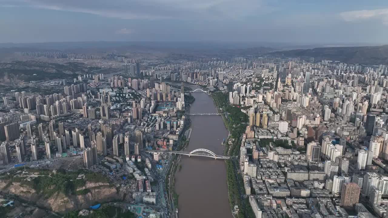 甘肃省兰州市城市航拍视频素材