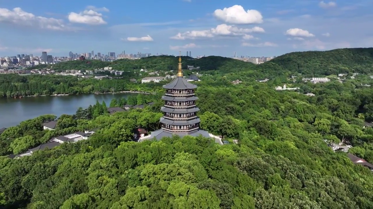 杭州西湖雷峰塔夏季风景视频素材