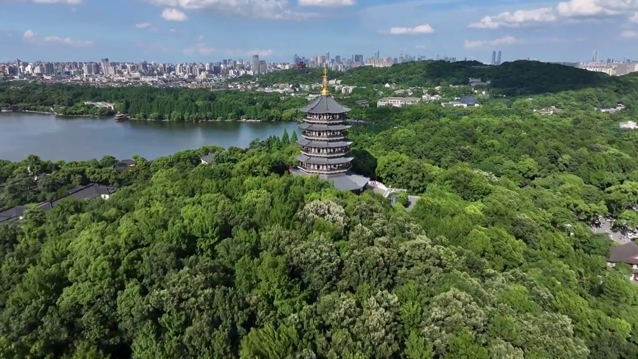 杭州西湖雷峰塔夏季风景视频素材