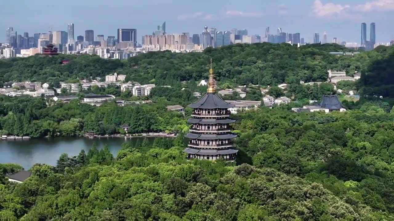 杭州西湖夏季风景蓝天白云视频素材