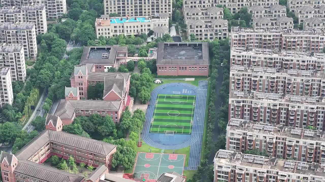 航拍杭州和家园小学视频素材