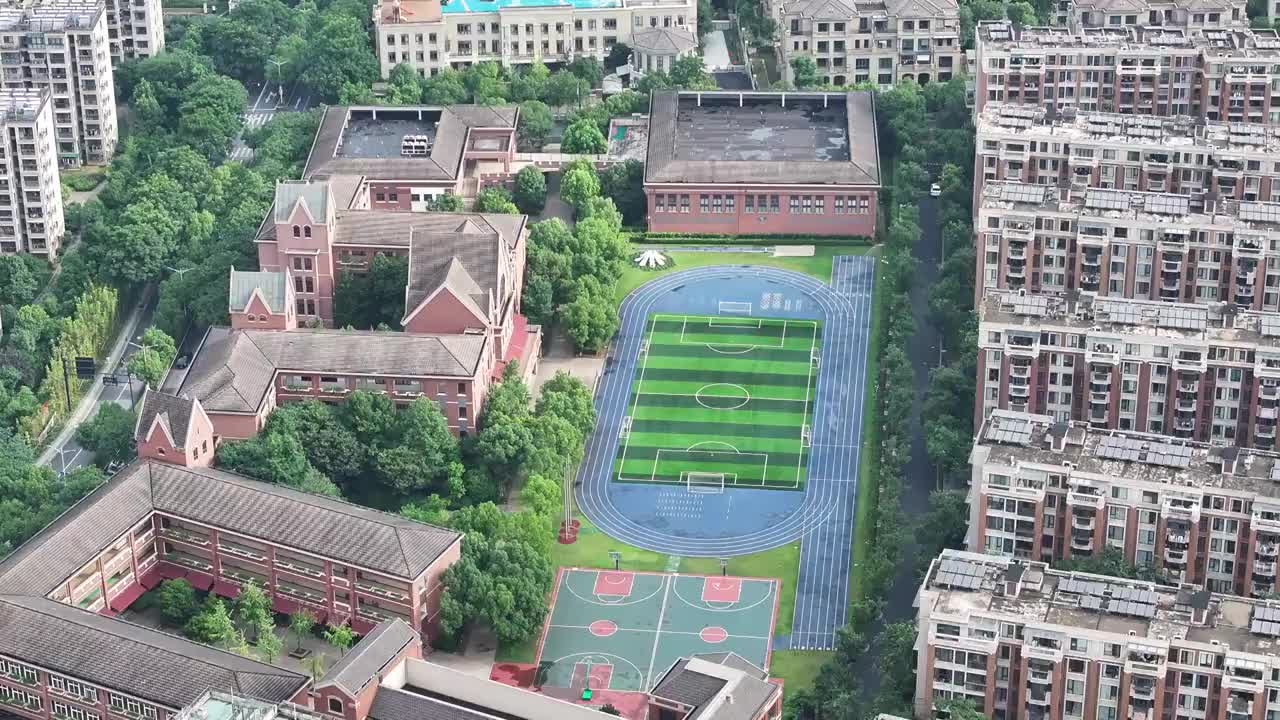 航拍杭州和家园小学视频素材