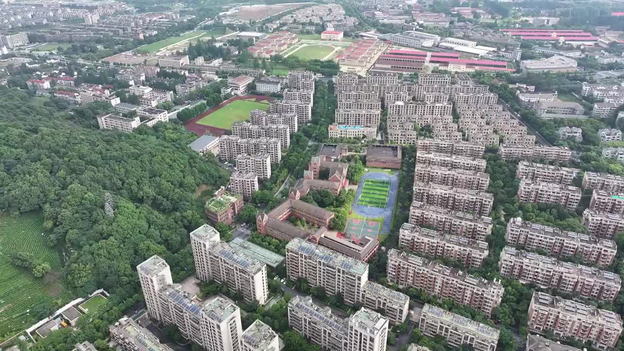 航拍杭州市西湖高级中学视频素材