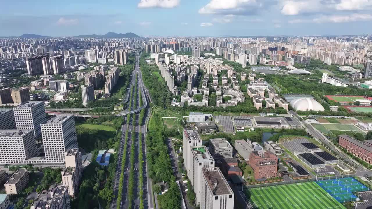 中国杭州留石高架路繁忙城市航拍视频素材