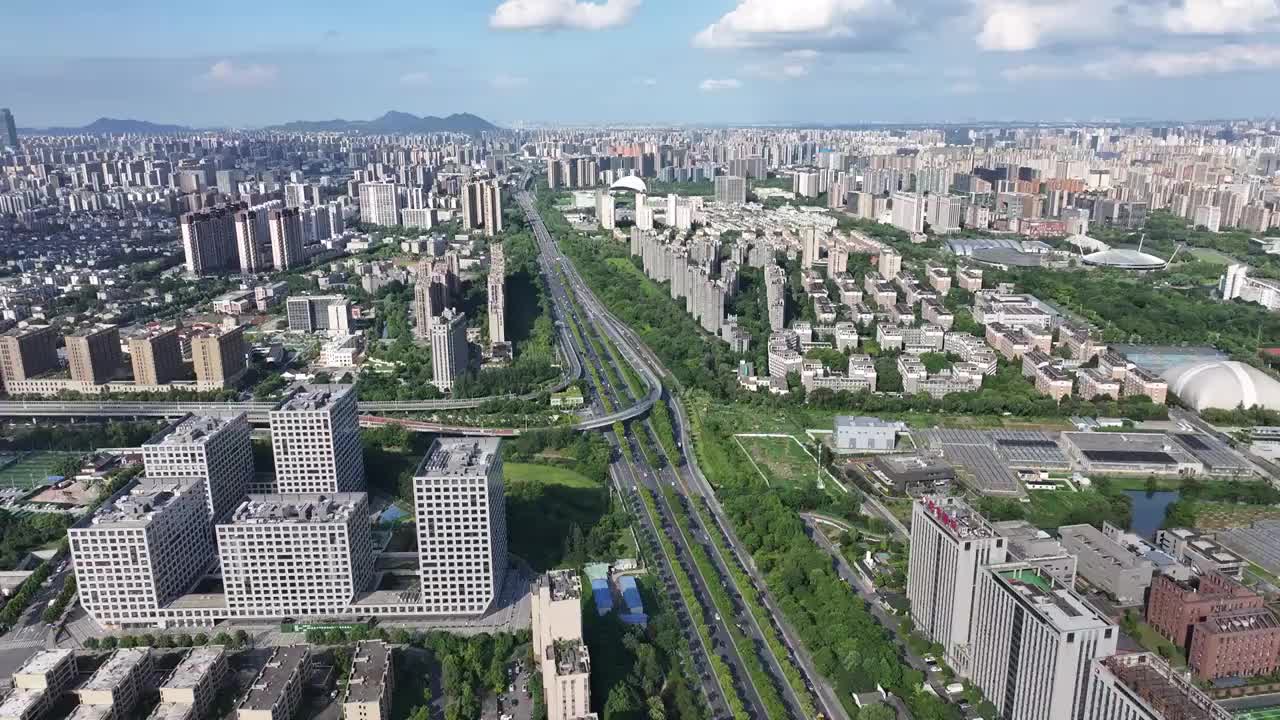 中国杭州留石高架路繁忙城市航拍视频素材