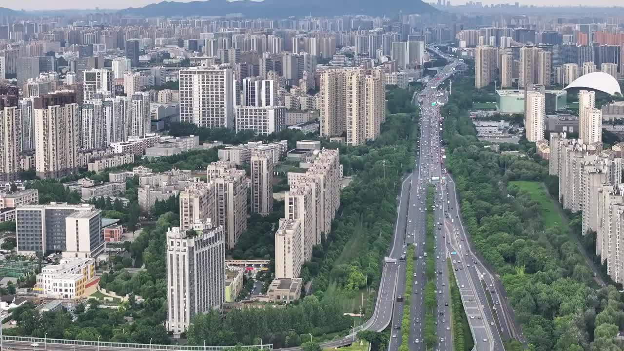 中国杭州留石高架路繁忙城市航拍视频素材