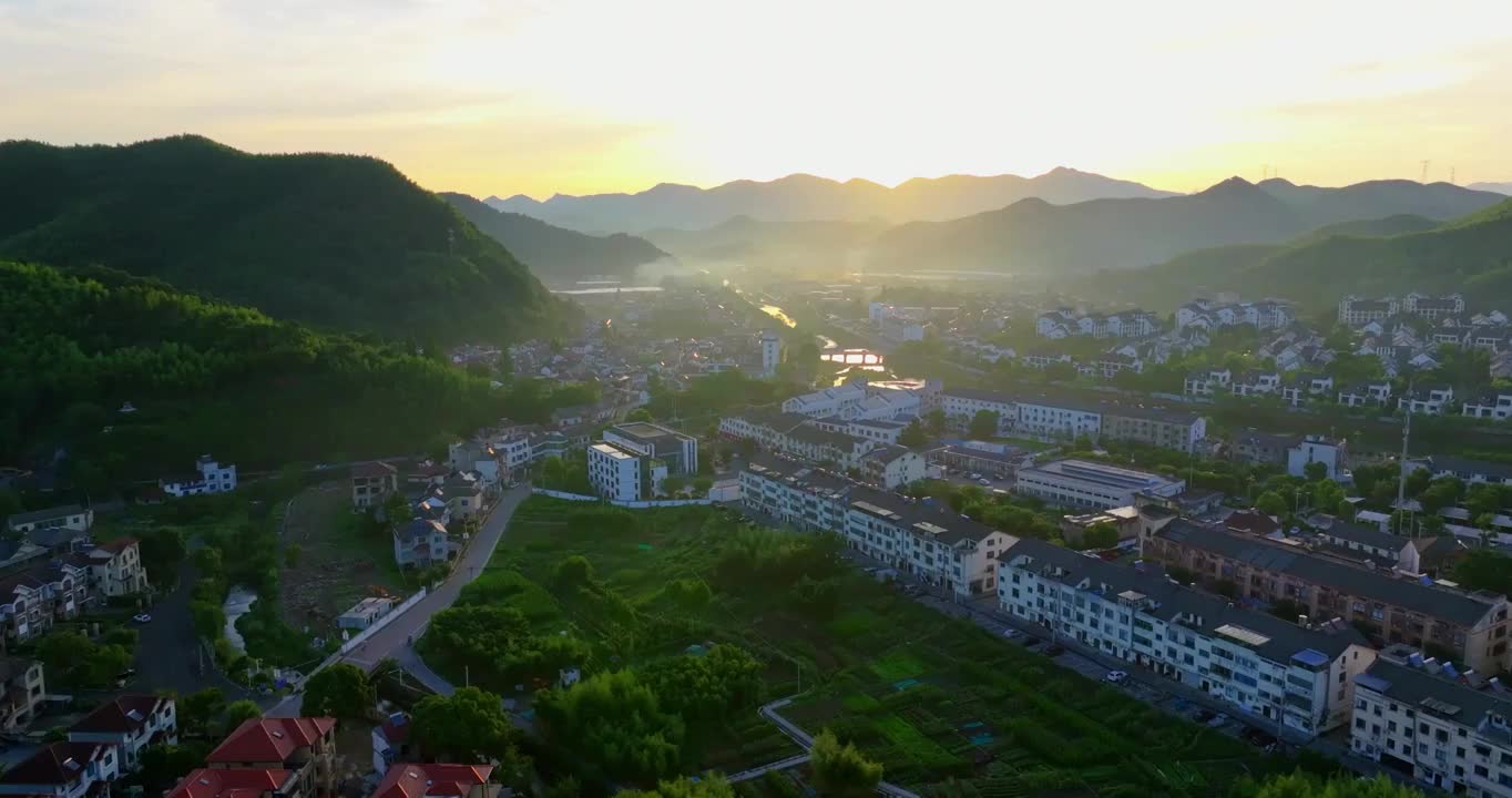 浙江湖州安吉青山绿水发源地余村景区航拍视频素材