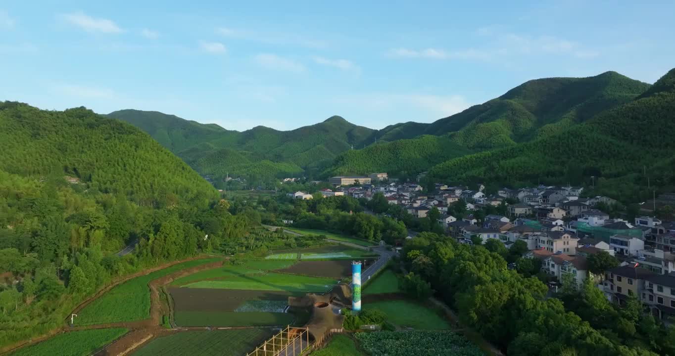 浙江湖州安吉青山绿水发源地余村景区航拍视频素材