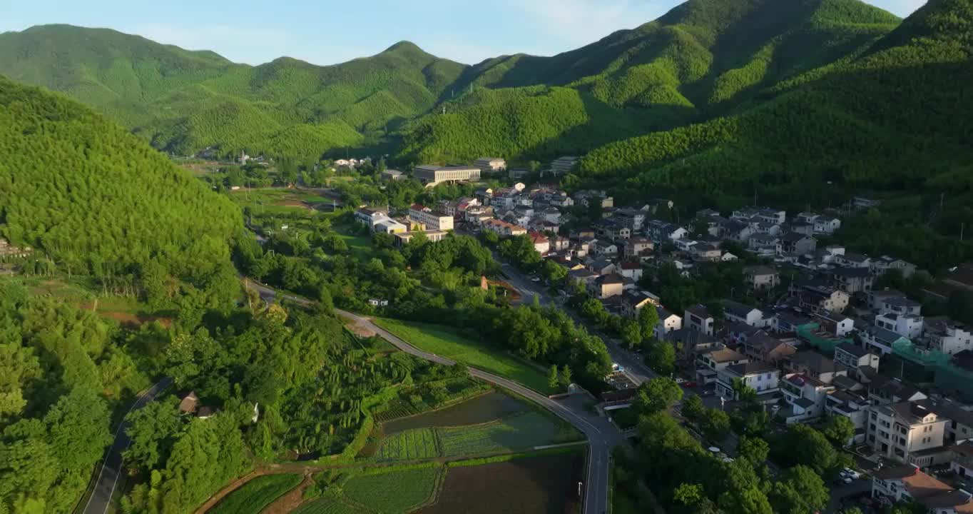 浙江湖州安吉青山绿水发源地余村景区航拍视频素材