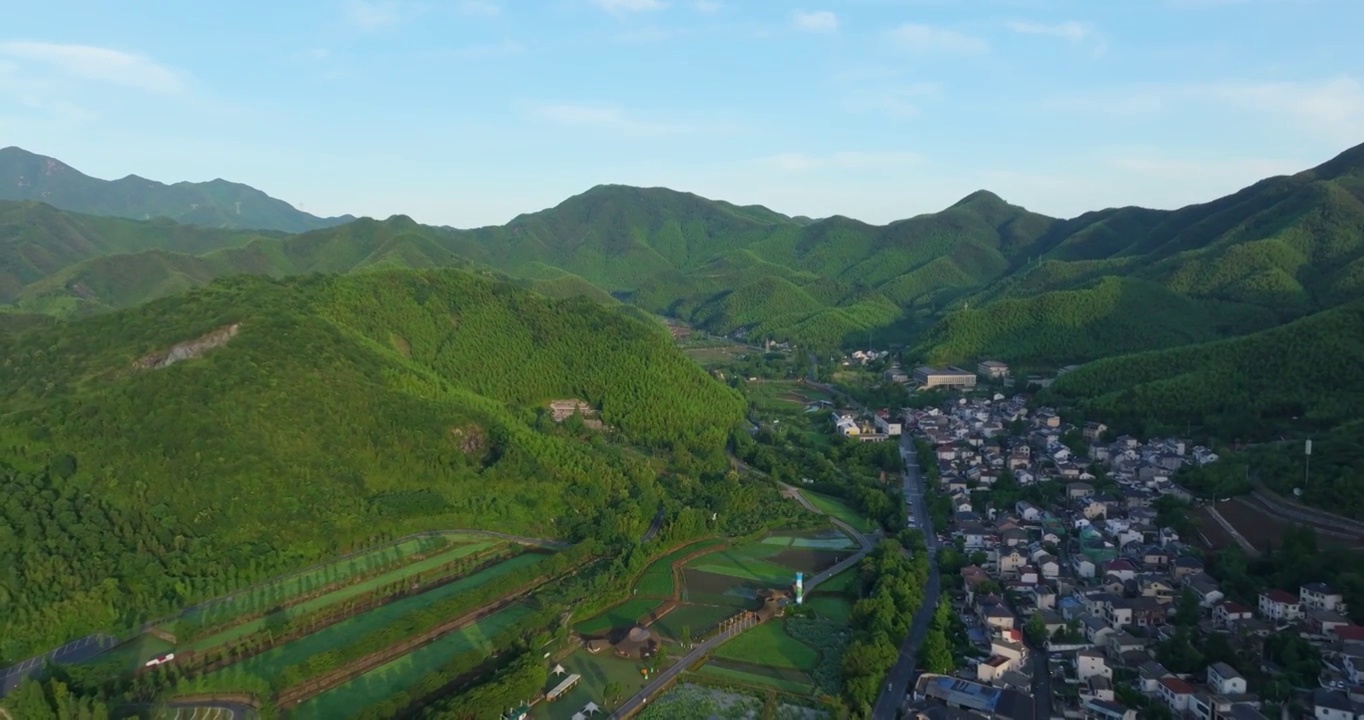 浙江湖州安吉青山绿水发源地余村景区航拍视频素材