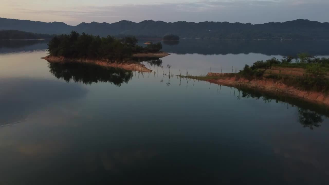 湖南岳阳铁山水库航拍视频下载