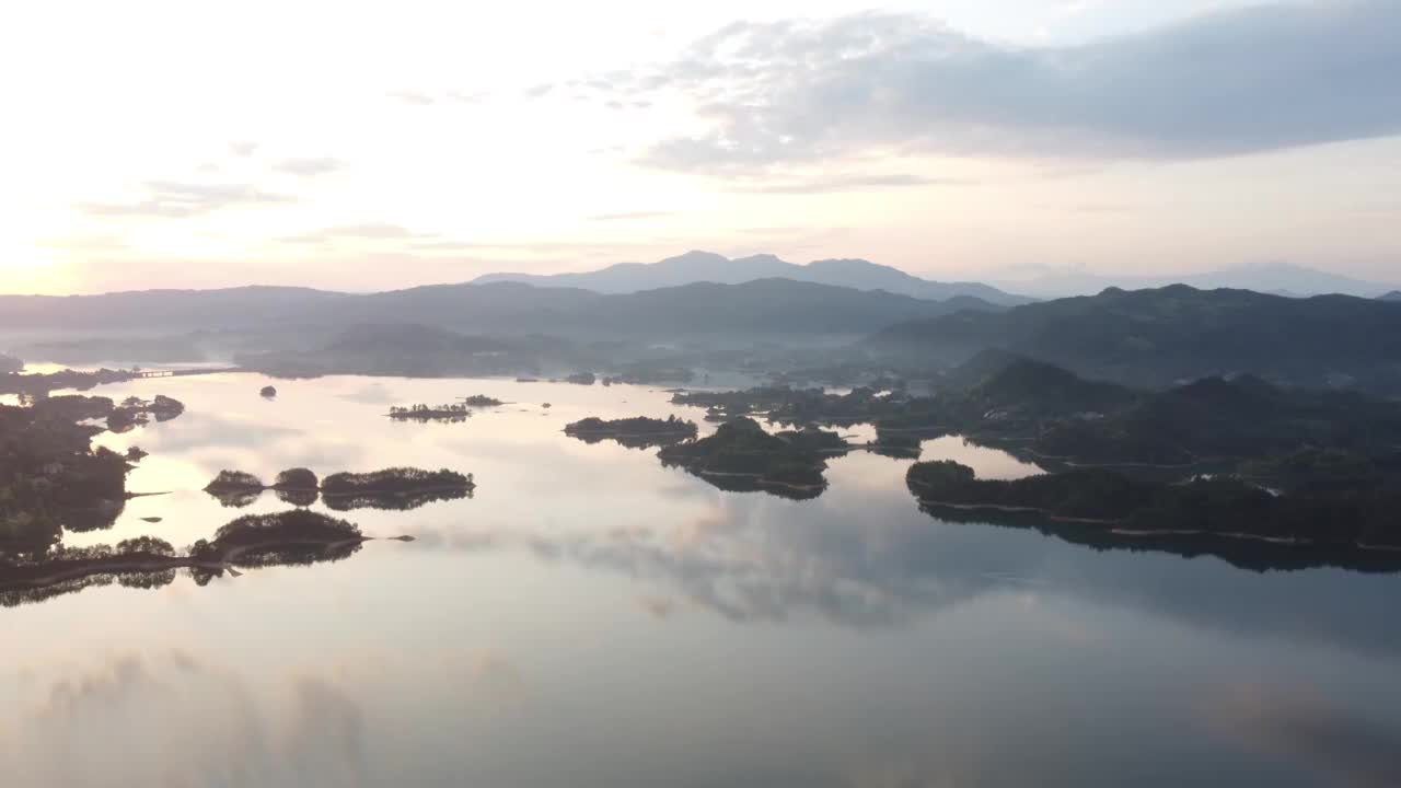 湖南岳阳铁山水库航拍视频下载