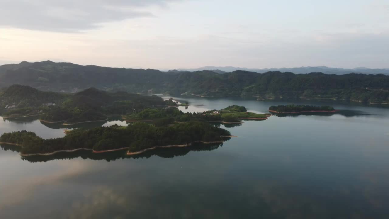 湖南岳阳铁山水库航拍视频下载