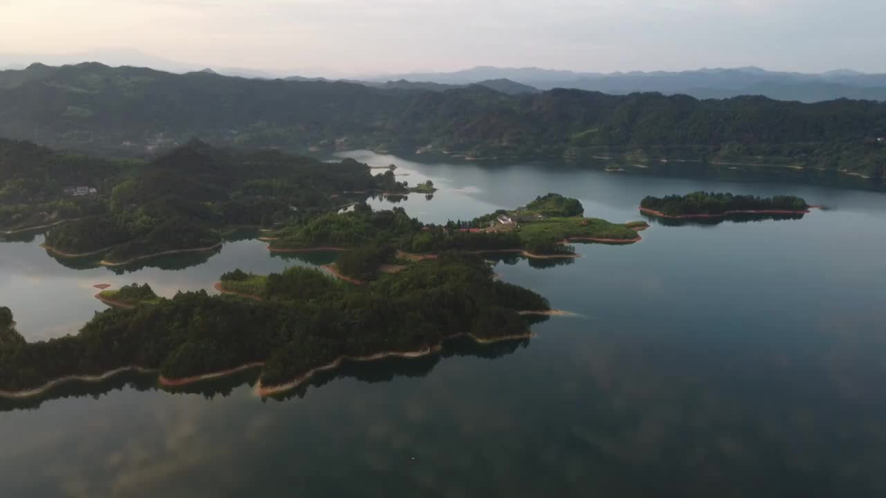 湖南岳阳铁山水库航拍视频下载