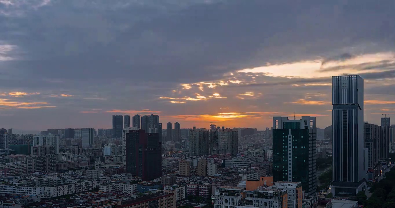 广东深圳宝安区域城市建筑群夏季日转夜延时视频素材