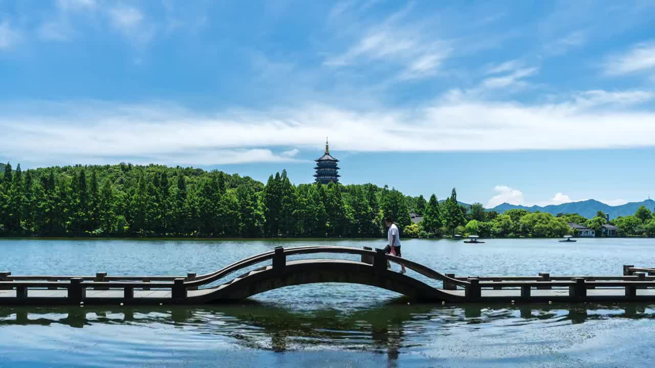 杭州西湖雷峰塔夏季风光视频素材