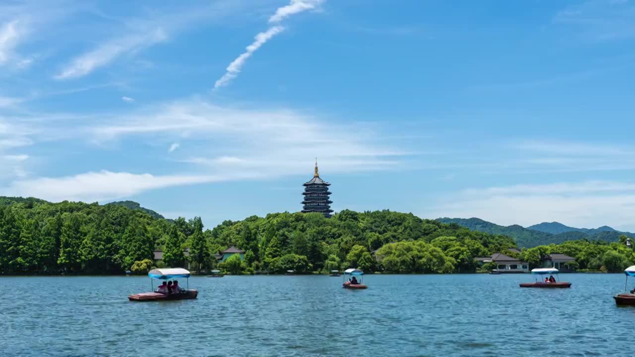 杭州西湖旅游景点雷峰塔视频素材