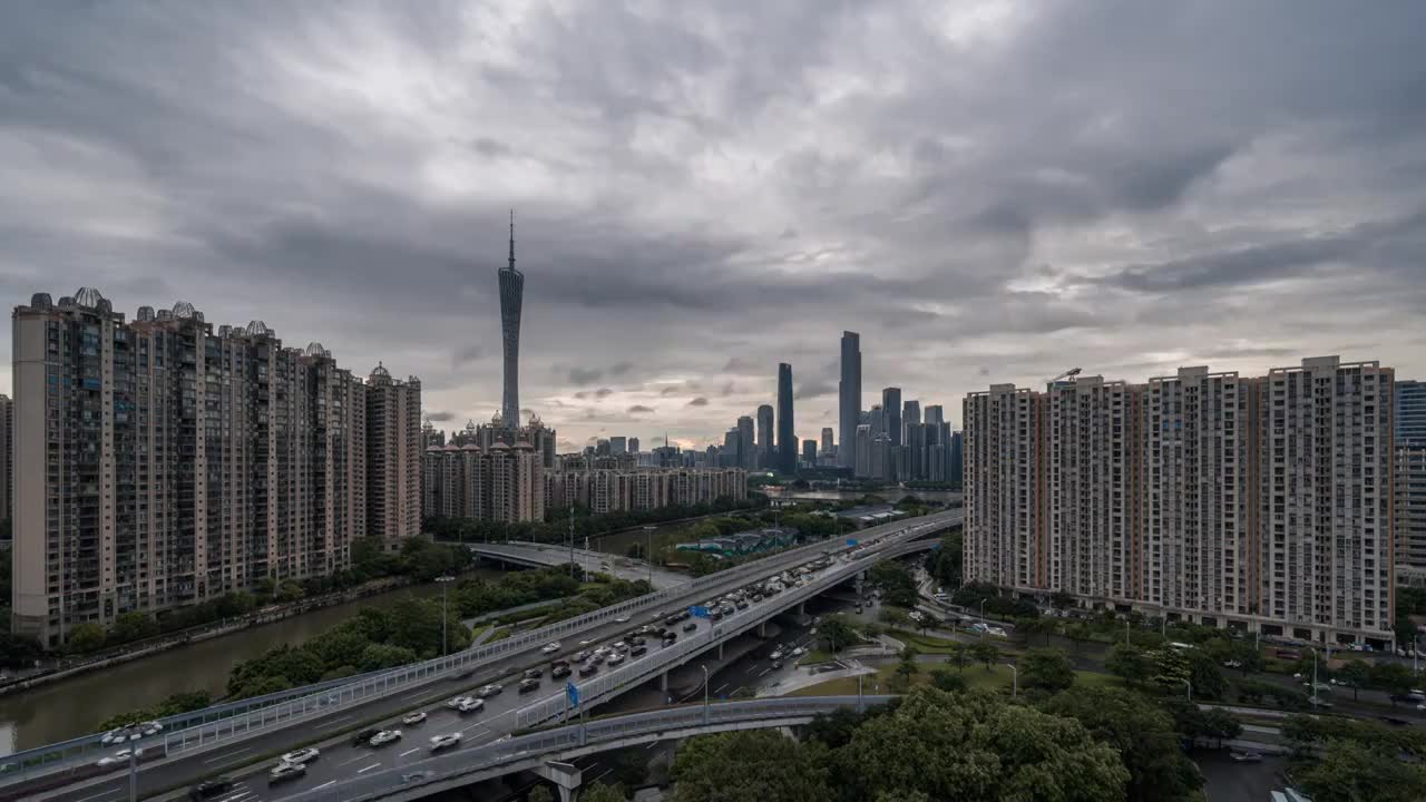 广州珠江新城夜景视频素材