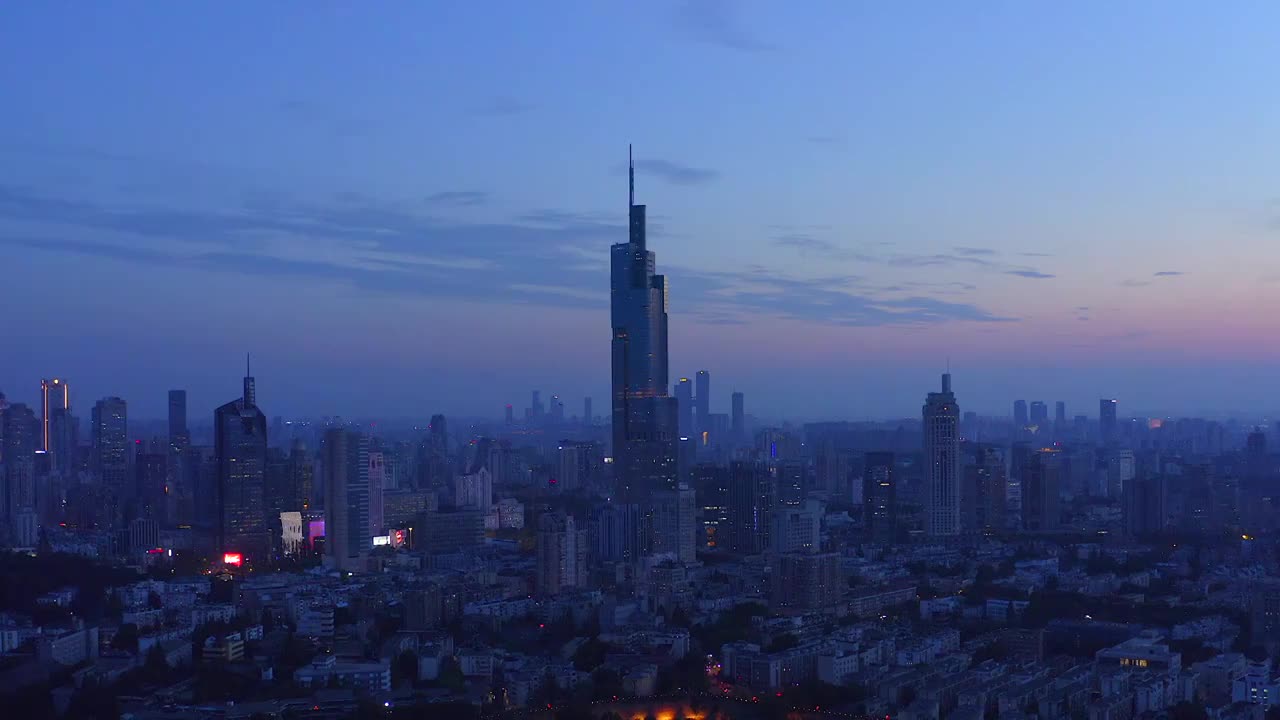 航拍南京现代城市风光夜景视频下载