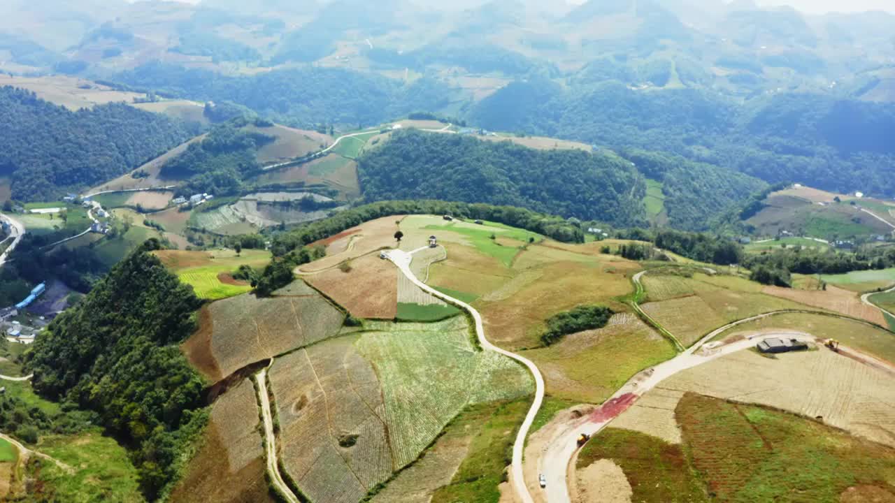 航拍高山农田风光视频素材