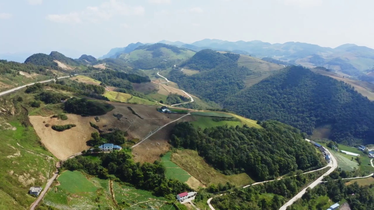 航拍高山农田风光视频素材