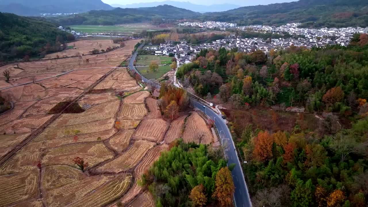 安徽黄山宏村秋色视频素材