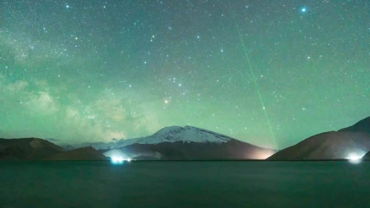 卡拉库里湖慕士塔格峰银河夜转日日出视频素材