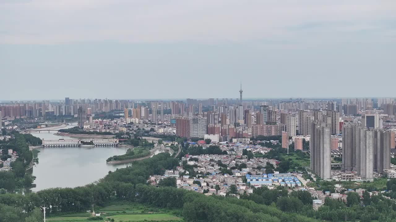 高视角航拍周口城区西城市大景视频素材