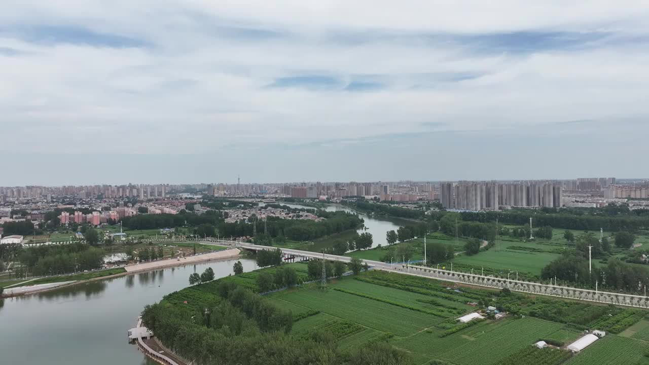 高视角航拍周口城区西城市大景视频素材