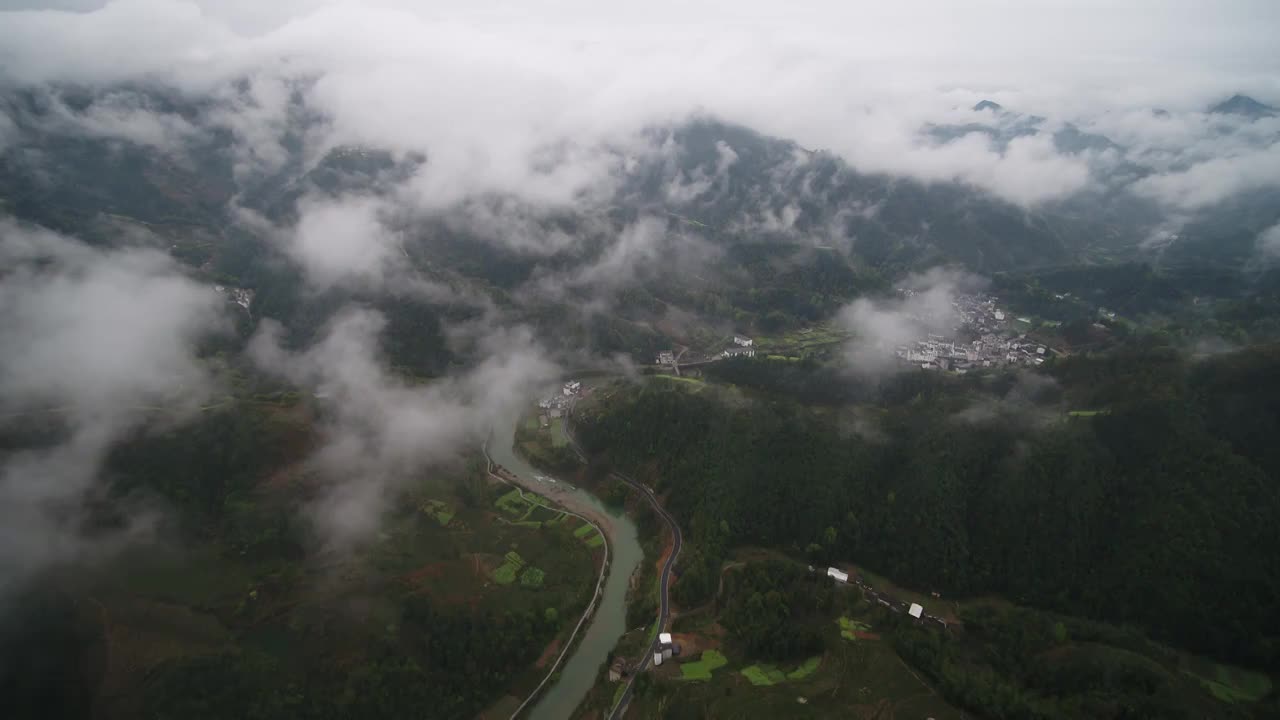 石潭村航拍视频素材