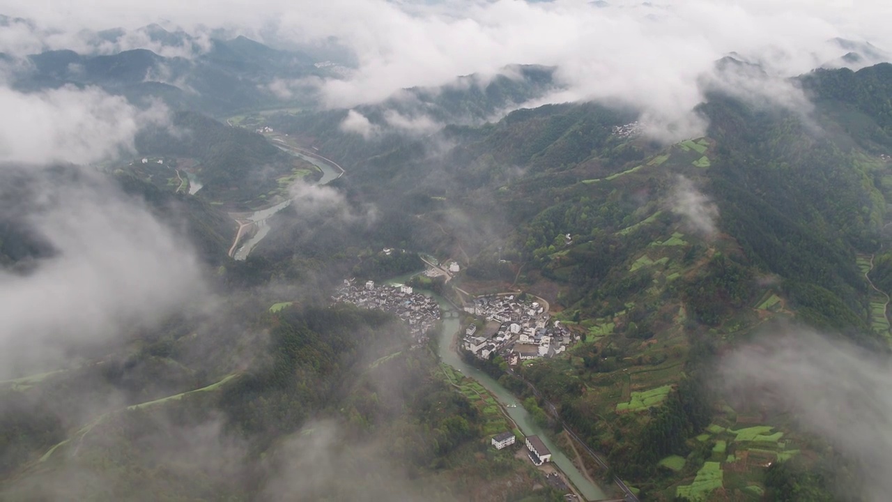 石潭村航拍视频素材