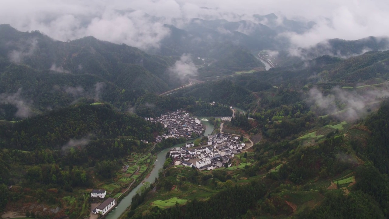 石潭村航拍视频素材