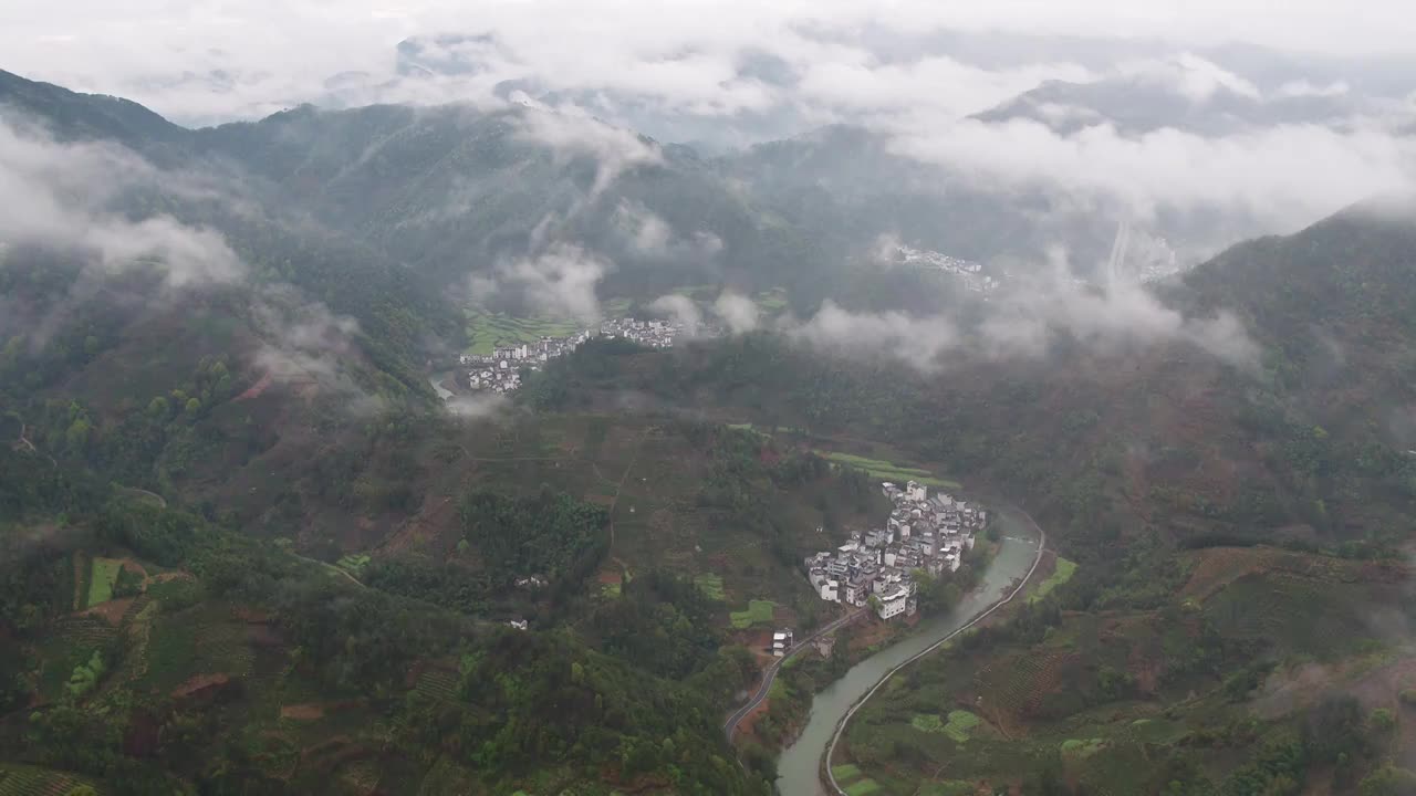 石潭村航拍视频素材