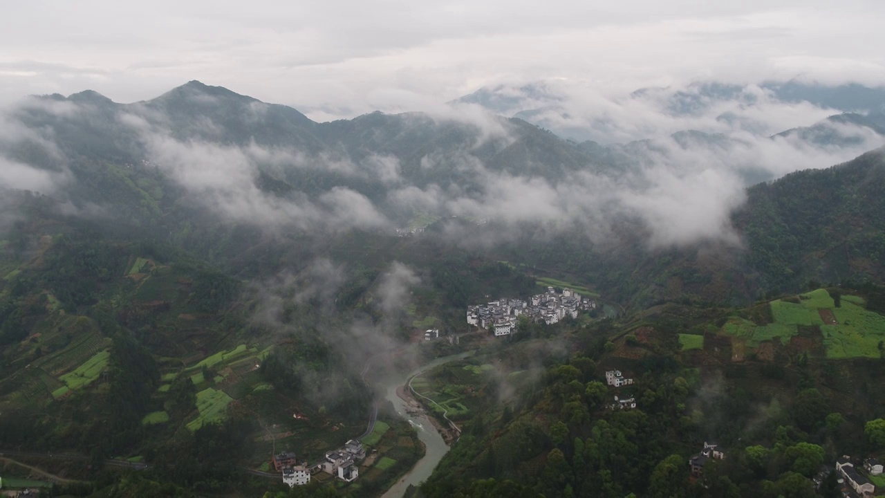 石潭村航拍视频素材