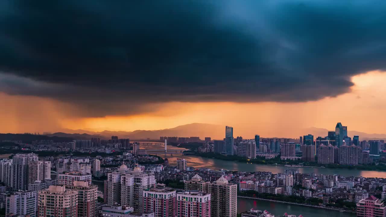 惠州城市暴风雷电延时视频素材